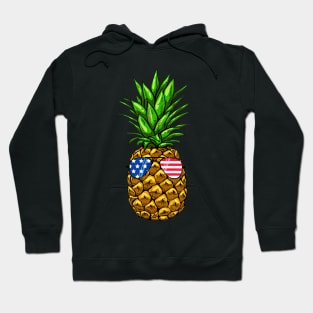 Hawaiian Pineapple American Flag Sunglasses 4th of July Hoodie